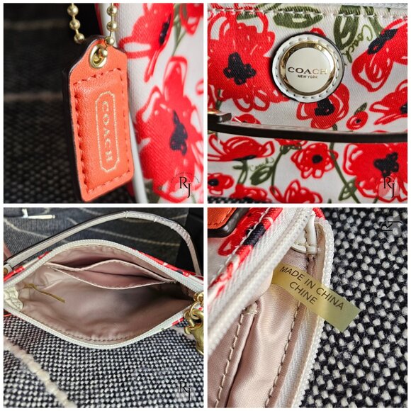 Coach Poppy Hallie Glam Tote Bag 23263 & Matching Wristlet – Limited Edition! 🌸 - Picture 7 of 12